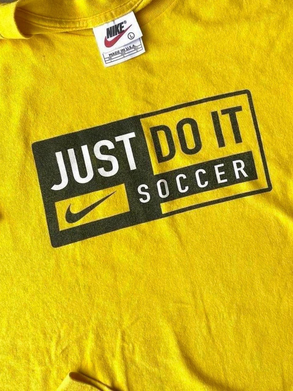 Vintage 90s Nike Soccer T-shirt just do it. Made in USA.